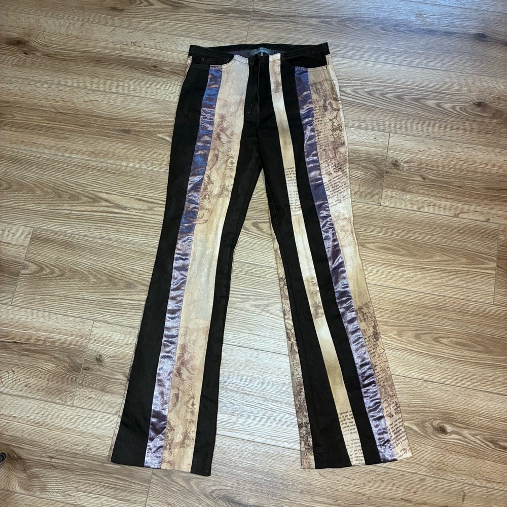 Vintage y2k Muchacha stripe European designer mid rise flare pants size 40